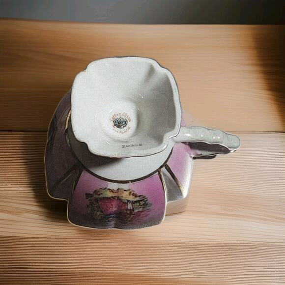 Lefton China Vtg Victoriana Pedestal Teacup Saucer Gold Trim Hand Painted #20336 - Picture 6 of 9